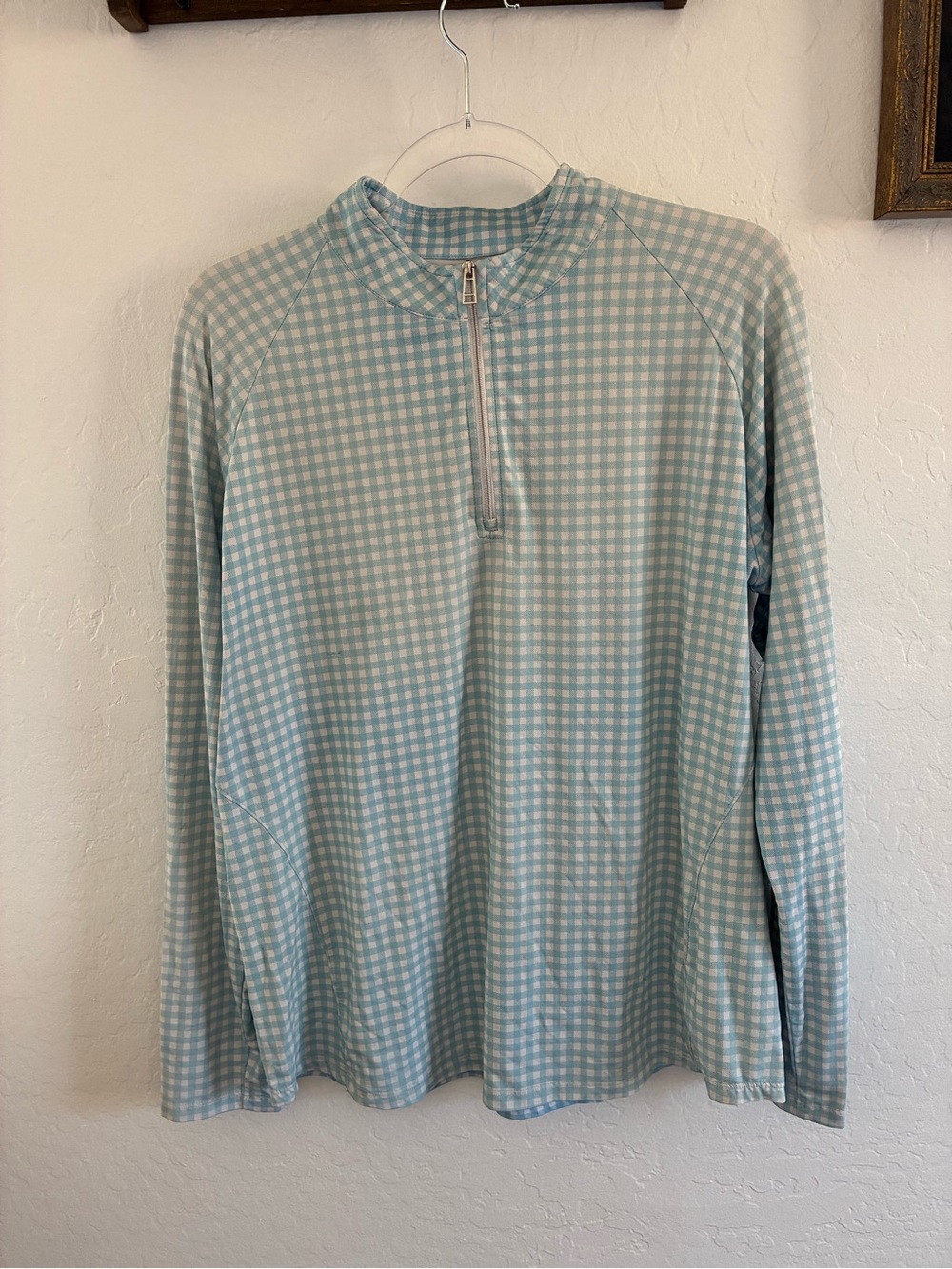 Womens Coolbirdie quarter zip pullover long sleeve athletic/golf XL gingham